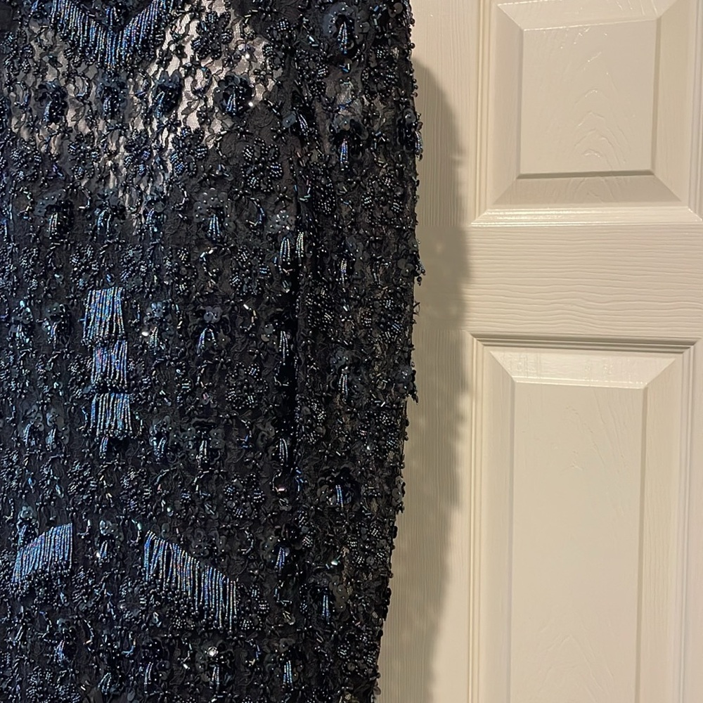 Designer high end Black beaded gown size 4 - Picture 6 of 16
